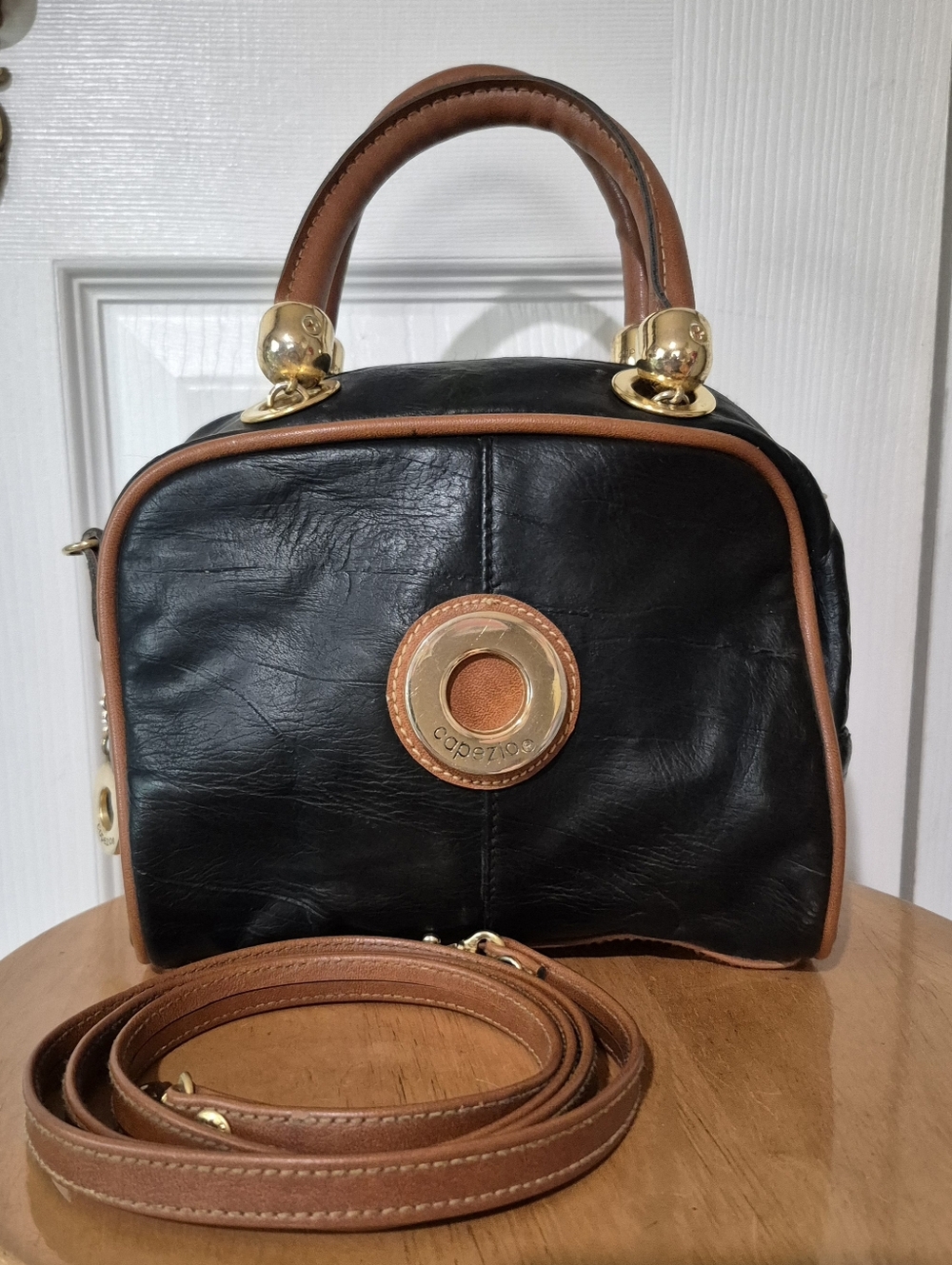 Capezio Small Black Tote Bag With Gold Toned Hardware